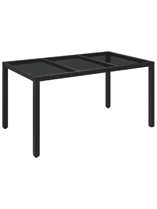 Zahradní stůl se skleněnou deskou černý 150x90x75 cm polyratan
