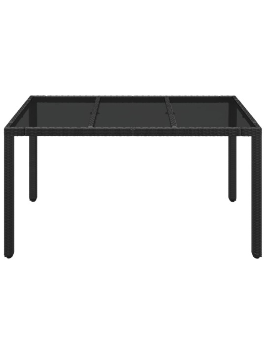 Zahradní stůl se skleněnou deskou černý 150x90x75 cm polyratan