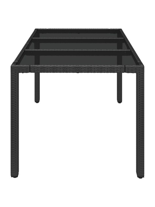 Zahradní stůl se skleněnou deskou černý 150x90x75 cm polyratan