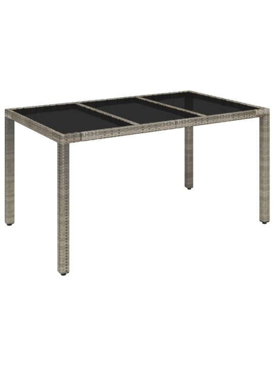 Zahradní stůl se skleněnou deskou šedý 150x90x75 cm polyratan