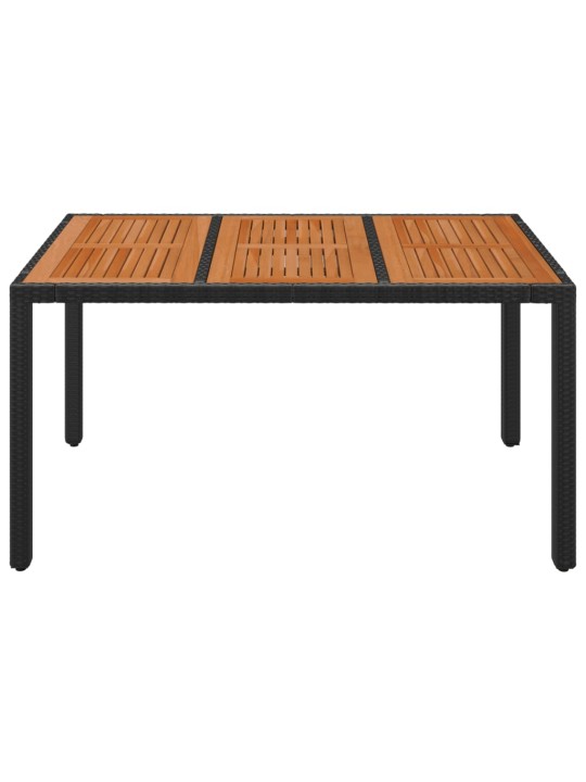Zahradní stůl s dřevěnou deskou černý 150x90x75 cm polyratan