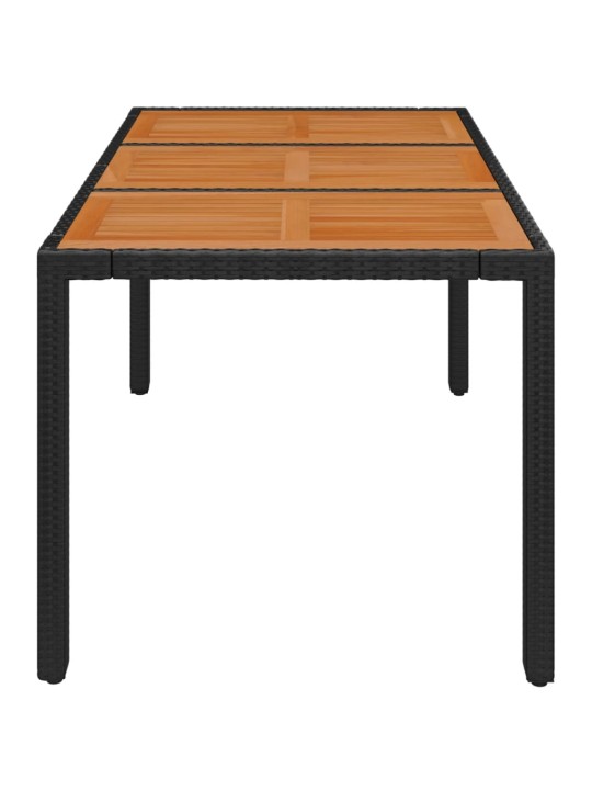 Zahradní stůl s dřevěnou deskou černý 150x90x75 cm polyratan