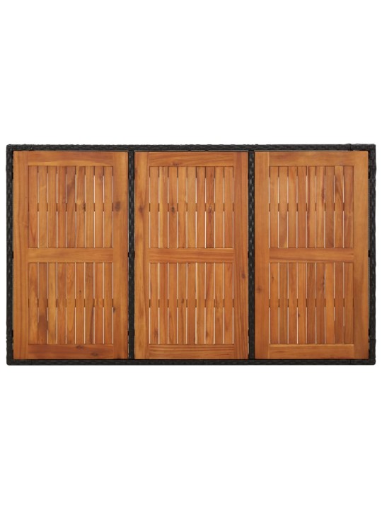Zahradní stůl s dřevěnou deskou černý 150x90x75 cm polyratan