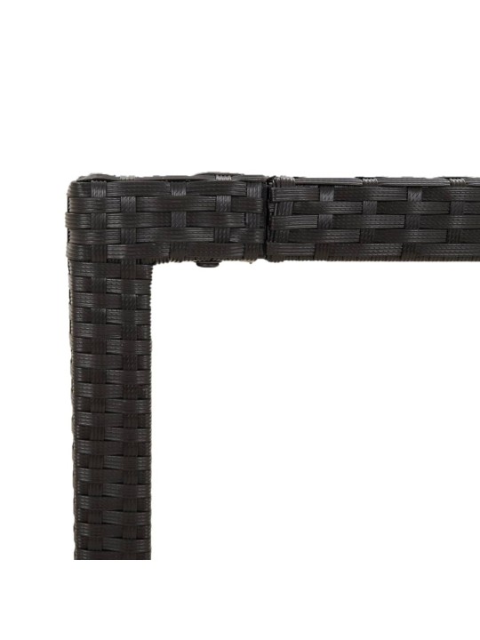 Zahradní stůl s dřevěnou deskou černý 150x90x75 cm polyratan