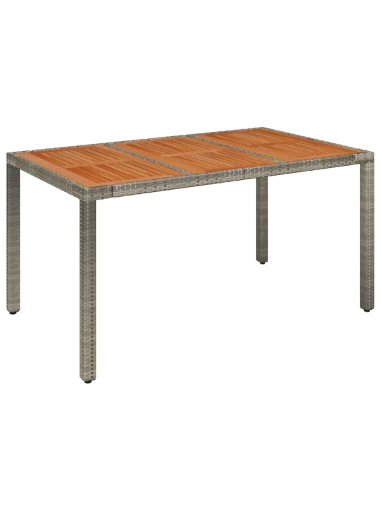 Zahradní stůl s dřevěnou deskou šedý 150 x 90 x 75 cm polyratan