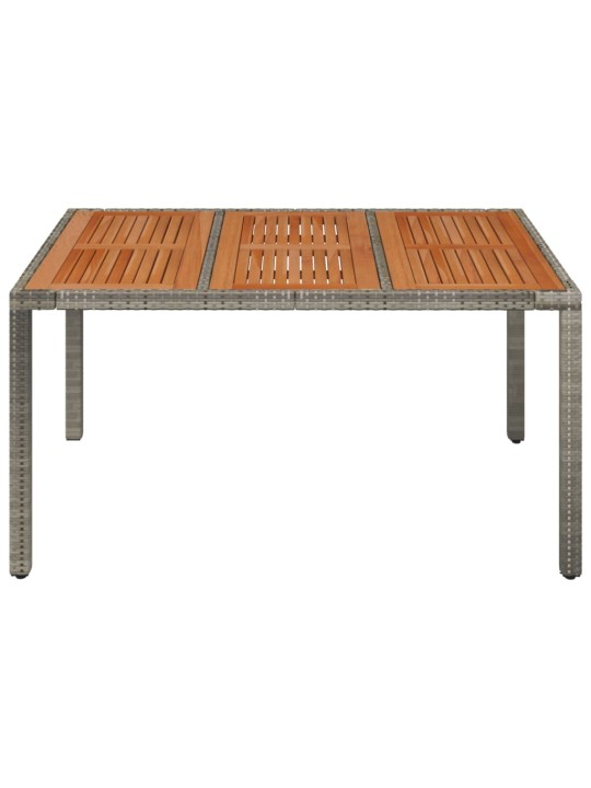 Zahradní stůl s dřevěnou deskou šedý 150 x 90 x 75 cm polyratan