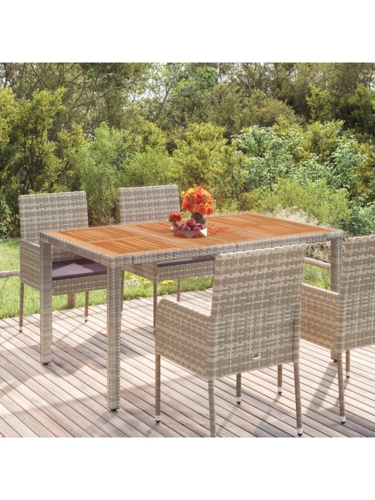 Zahradní stůl s dřevěnou deskou šedý 150 x 90 x 75 cm polyratan