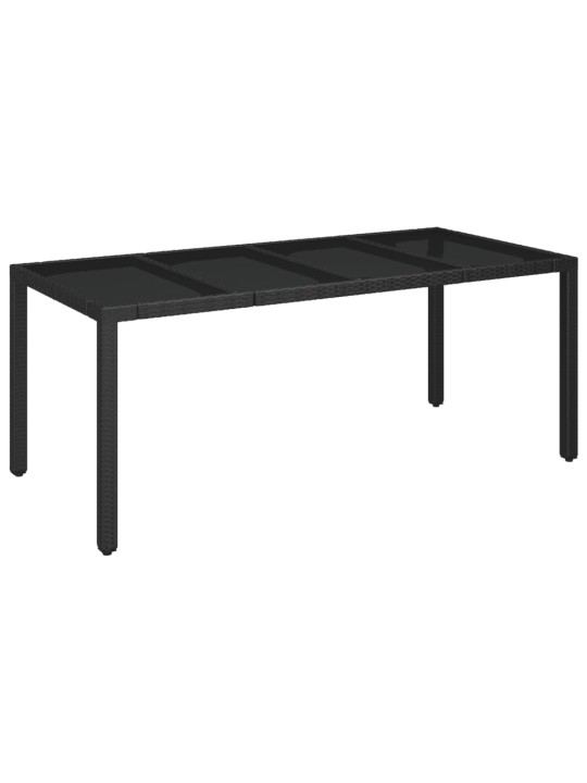 Zahradní stůl se skleněnou deskou černý 190x90x75 cm polyratan