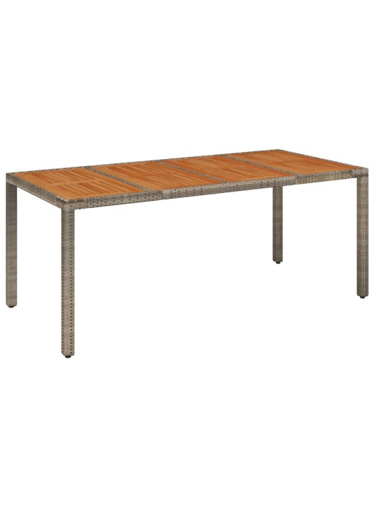 Zahradní stůl s dřevěnou deskou šedý 190 x 90 x 75 cm polyratan