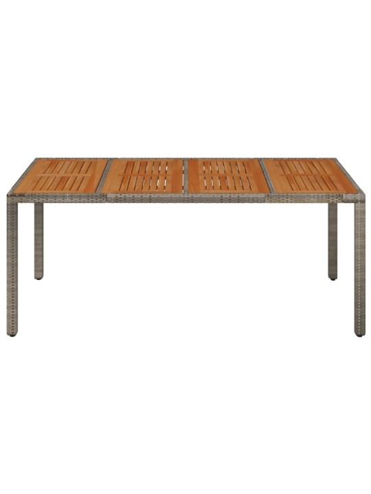 Zahradní stůl s dřevěnou deskou šedý 190 x 90 x 75 cm polyratan