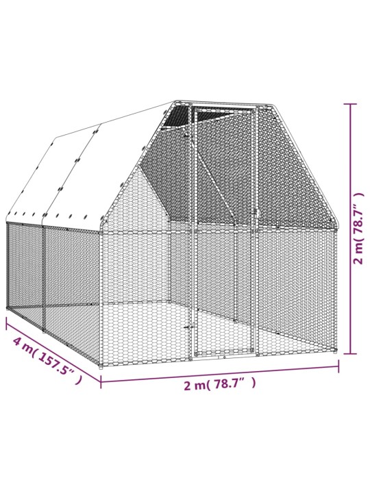 Venkovní klec pro kuřata 2x4x2 m pozinkovaná ocel