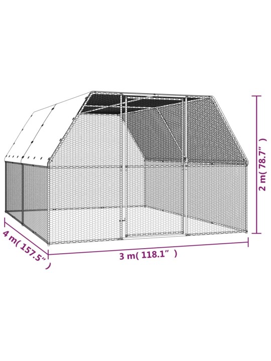 Venkovní klec pro kuřata 3x4x2 m pozinkovaná ocel