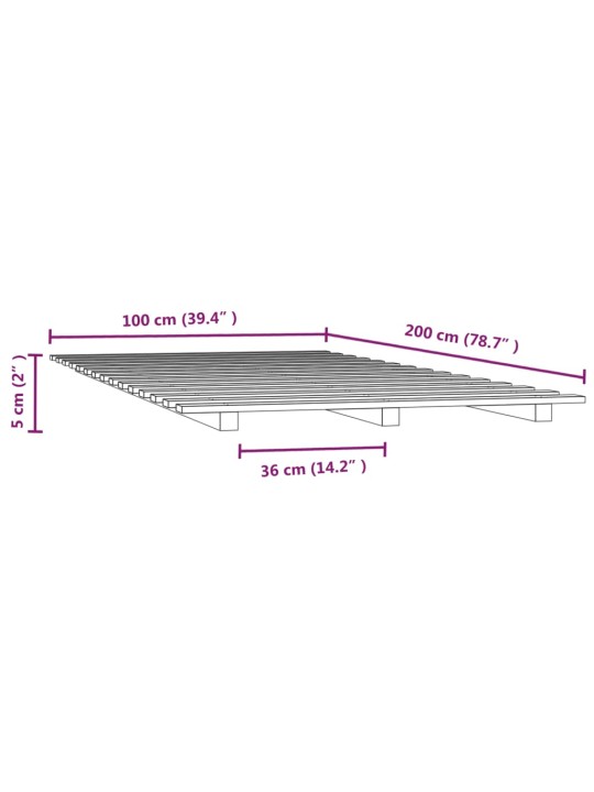 Rám postele 100 x 200 cm masivní borovice