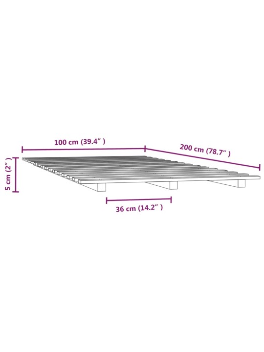 Rám postele bílý 100 x 200 cm masivní borovice