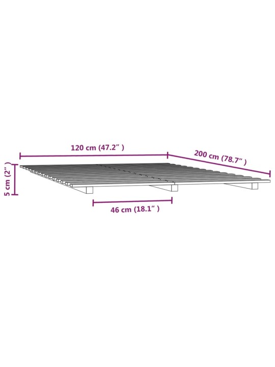 Rám postele bílý 120 x 200 cm masivní borovice