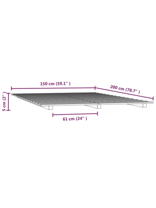 Rám postele bílý 150 x 200 cm masivní borovice