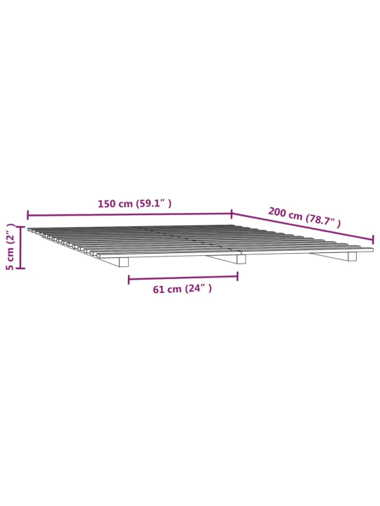 Rám postele bílý 150 x 200 cm masivní borovice