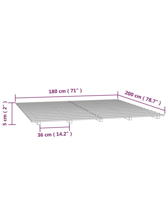 Rám postele 180 x 200 cm masivní borové dřevo