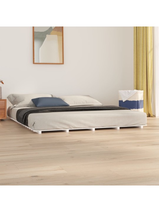 Rám postele bílý 180 x 200 cm masivní borové dřevo