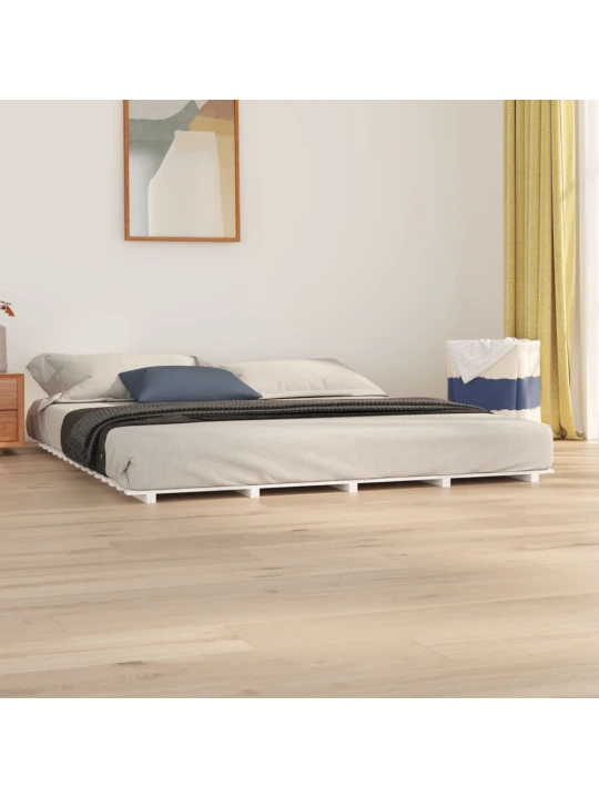 Rám postele bílý 180 x 200 cm masivní borové dřevo