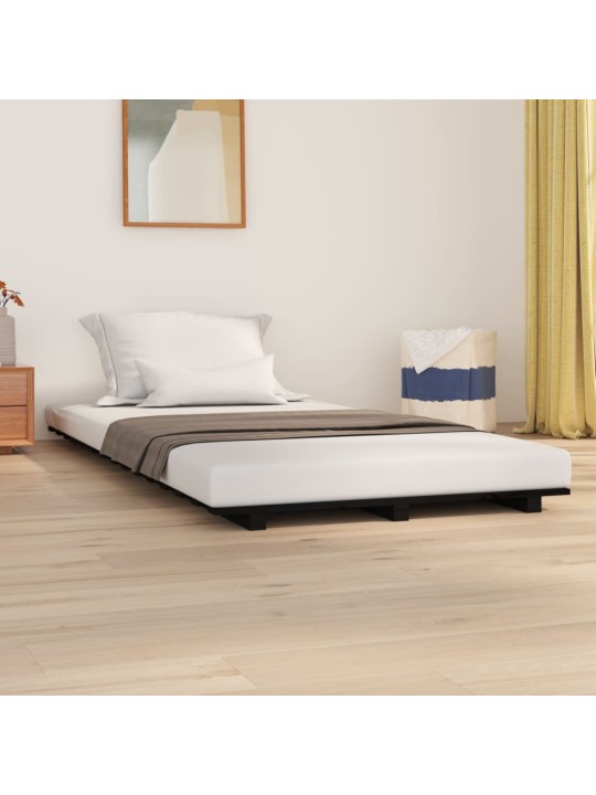 Rám postele černý 75 x 190 cm masivní borové dřevo