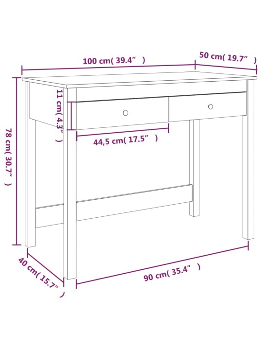 Psací stůl se zásuvkami 100 x 50 x 78 cm masivní borové dřevo