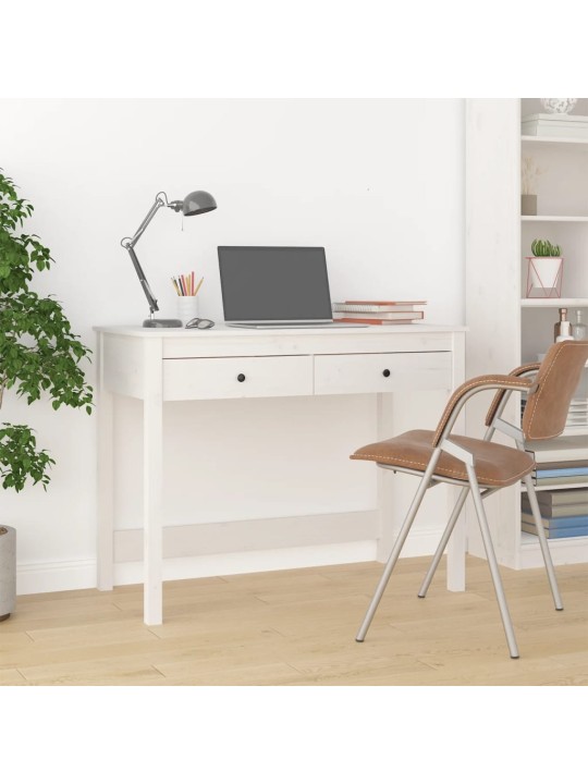 Psací stůl se zásuvkami bílý 100x50x78 cm masivní borové dřevo