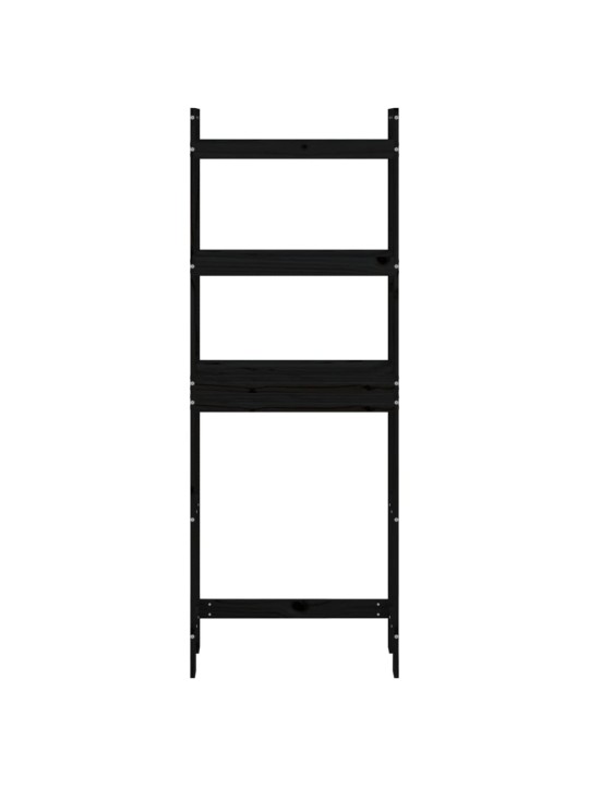 Toaletní regál černý 63 x 26 x 171 cm masivní borové dřevo