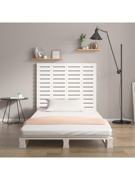 Nástěnné čelo postele bílé 96x3x91,5 cm masivní borové dřevo