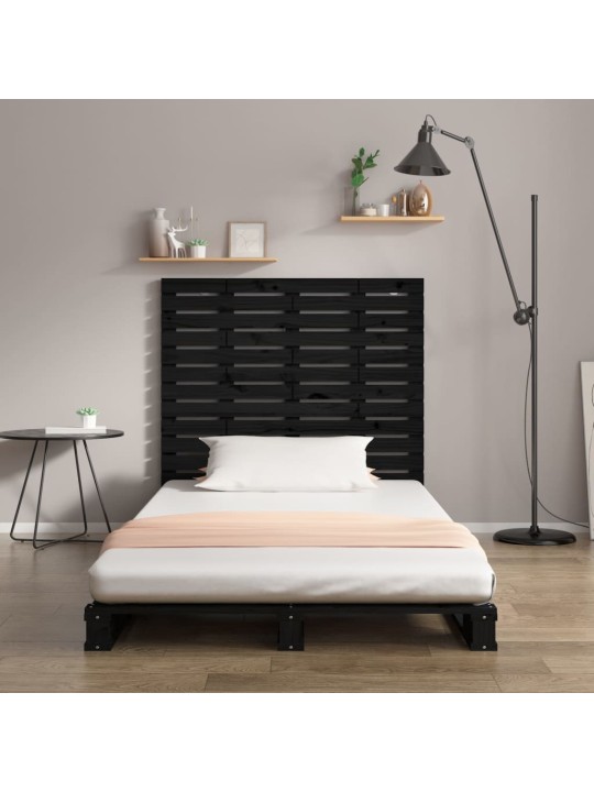 Nástěnné čelo postele černé 96x3x91,5 cm masivní borové dřevo