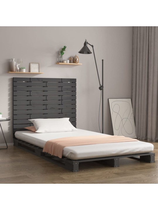 Nástěnné čelo postele šedé 146x3x91,5 cm masivní borové dřevo