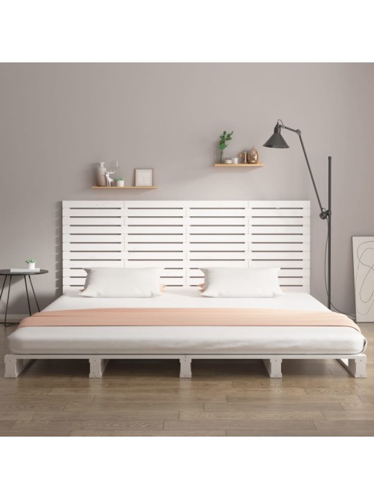 Nástěnné čelo postele bílé 156x3x91,5 cm masivní borové dřevo