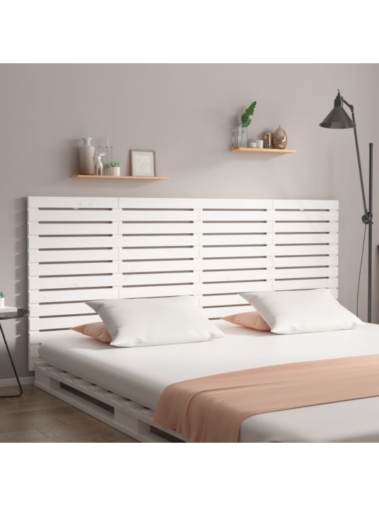 Nástěnné čelo postele bílé 156x3x91,5 cm masivní borové dřevo