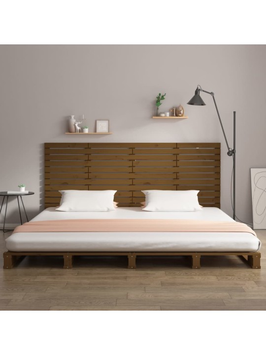 Nástěnné čelo postele medově hnědé 156x3x91,5 cm borové dřevo