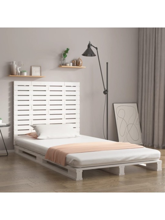 Nástěnné čelo postele bílé 81x3x91,5 cm masivní borové dřevo