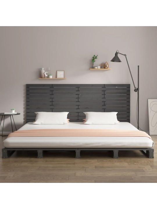 Nástěnné čelo postele šedé 166x3x91,5 cm masivní borové dřevo
