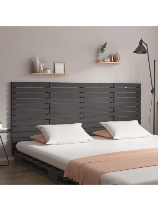 Nástěnné čelo postele šedé 166x3x91,5 cm masivní borové dřevo