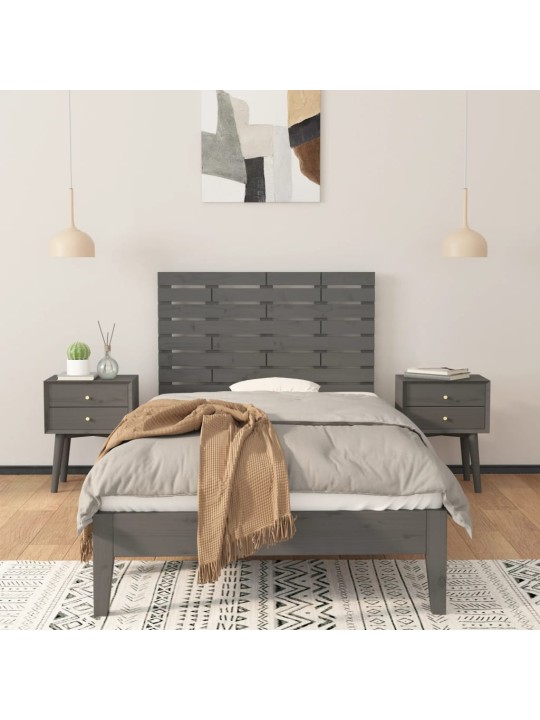 Nástěnné čelo postele šedé 106 x 3 x 63 cm masivní borové dřevo