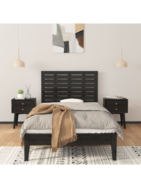 Nástěnné čelo postele černé 106x3x63 cm masivní borové dřevo