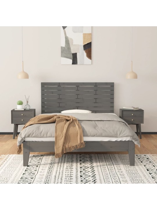 Nástěnné čelo postele šedé 126 x 3 x 63 cm masivní borové dřevo