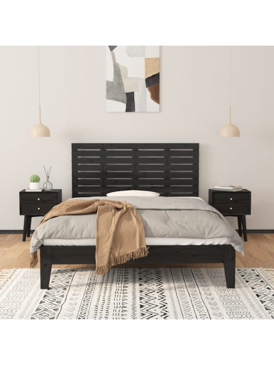 Nástěnné čelo postele černé 126x3x63 cm masivní borové dřevo