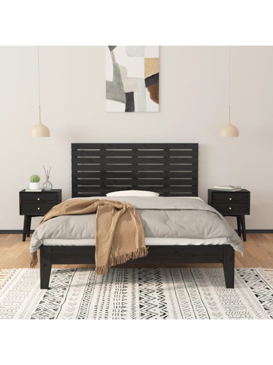 Nástěnné čelo postele černé 146x3x63 cm masivní borové dřevo