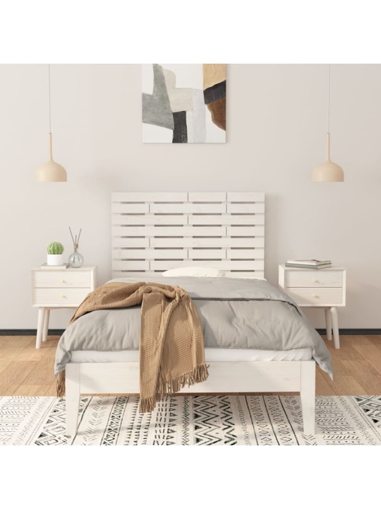 Nástěnné čelo postele bílé 81 x 3 x 63 cm masivní borové dřevo