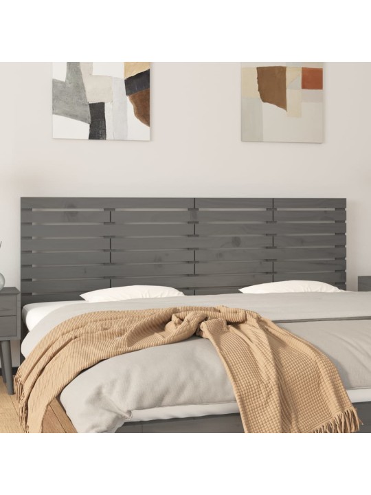 Nástěnné čelo postele šedé 166 x 3 x 63 cm masivní borové dřevo