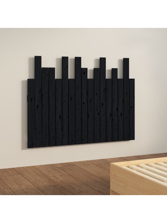 Nástěnné čelo postele černé 108x3x80 cm masivní borové dřevo