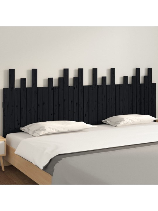 Nástěnné čelo postele černé 204x3x80 cm masivní borové dřevo