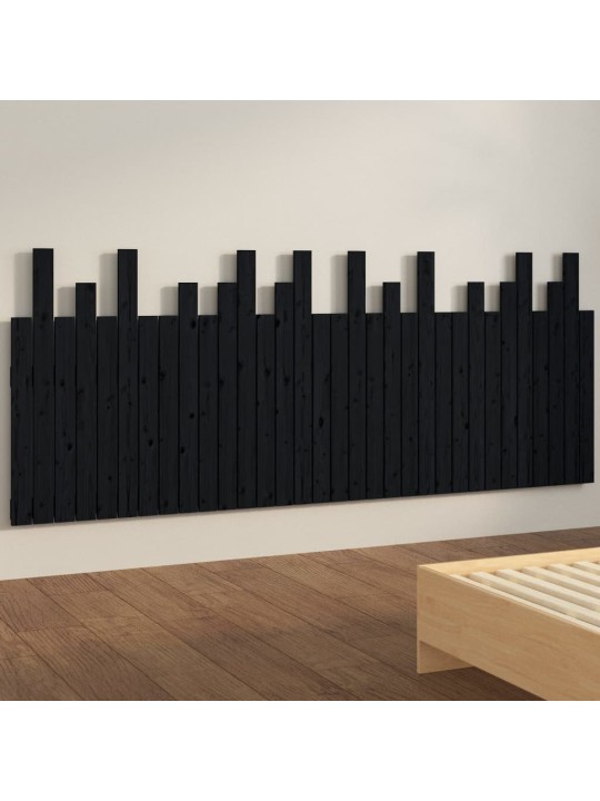 Nástěnné čelo postele černé 204x3x80 cm masivní borové dřevo