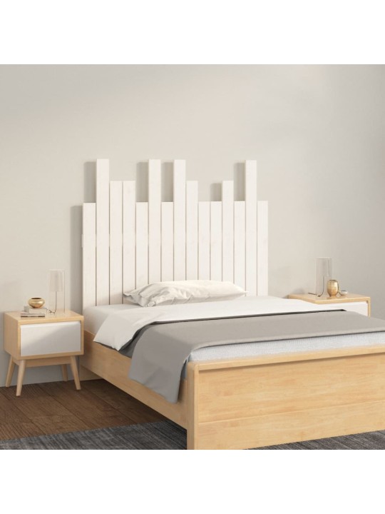 Nástěnné čelo postele bílé 95,5x3x80 cm masivní borové dřevo