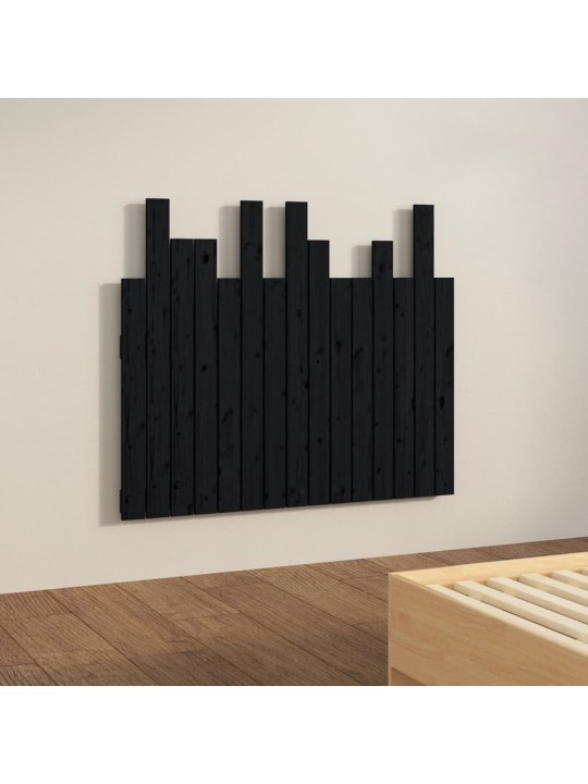 Nástěnné čelo postele černé 95,5x3x80 cm masivní borové dřevo
