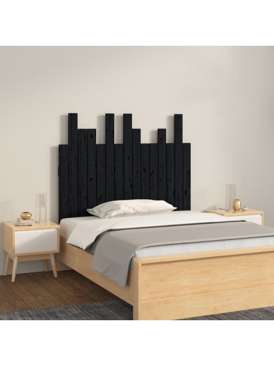 Nástěnné čelo postele černé 95,5x3x80 cm masivní borové dřevo
